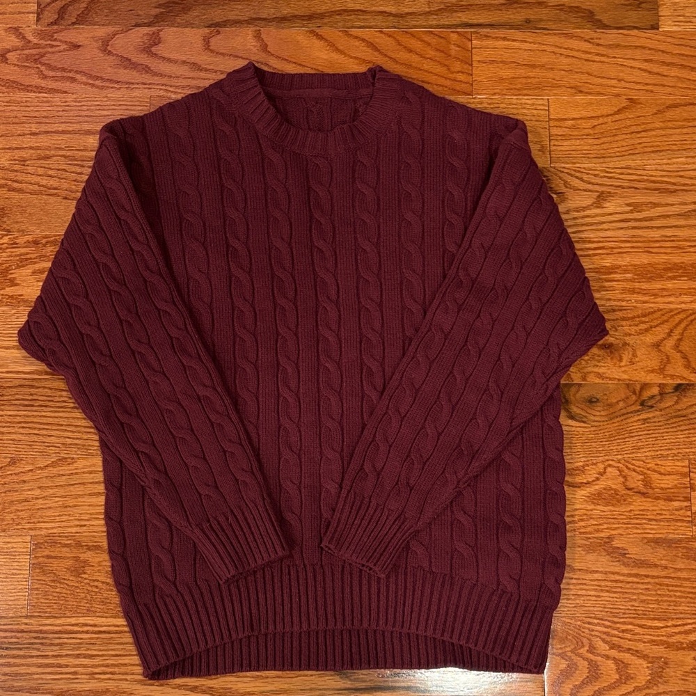 Aritzia Burgundy Cable Knit Sweater